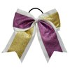 New "GLITTER DUO Purple & Gold" Cheer Bow Pony Tail 7 Inch Girls Hair Bows Cheerleading Dance Practice Football Games Competition Birthday Grosgrain Ribbon