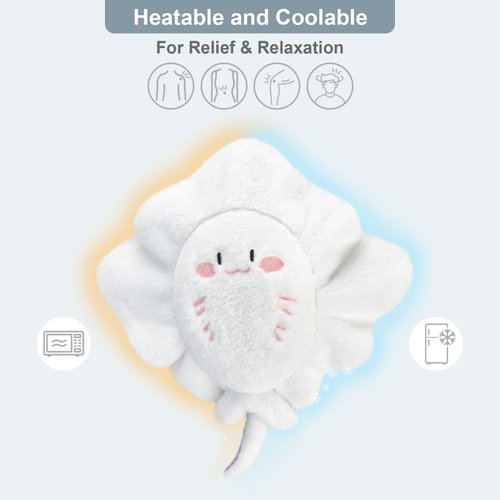 SuzziPals Heatable & Coolable Stingray Plush, Microwave Heating Pad Animal for Cramps & Pain, Stingray Stuffed Animals for Companion, Cozy Stingray Lavender Stuffed Animal, Stingray Plush Toys Gifts