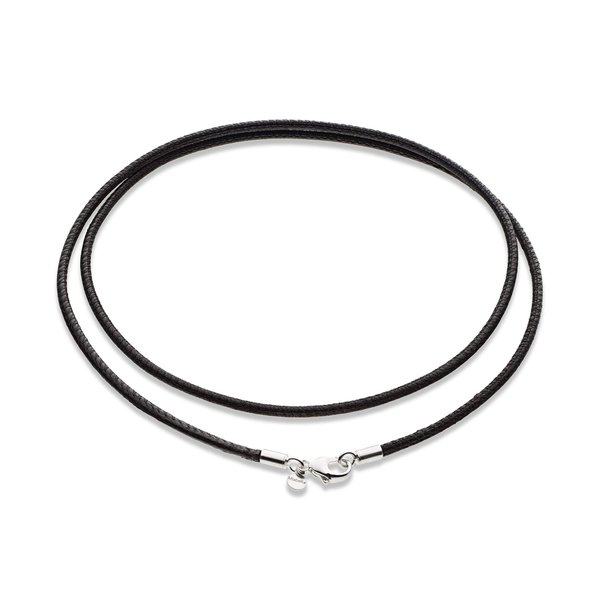 Miabella Genuine 2mm Black or Brown Italian Leather Cord Chain Necklace for Men Women with 925 Sterling Silver Clasp Made in Italy (Black, 16)