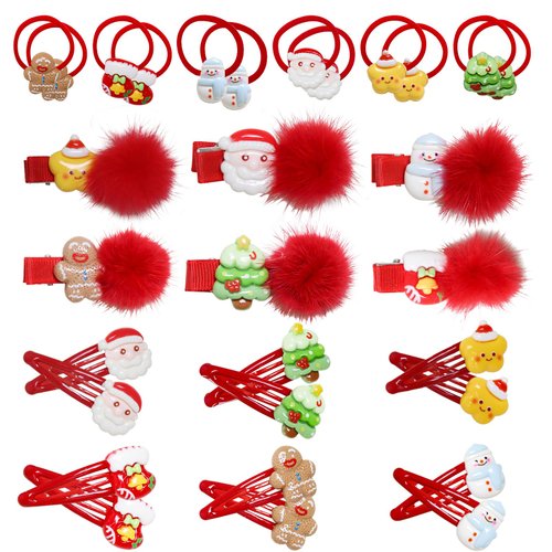 30 pcs Christmas Hair Clips,Christmas Hair Accessories for Holiday Party Supplies, Star Xmas Tree Snowman Santa Hair Pins for Girls Women Toddler