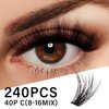 VYRILA Lash Cluster 240pcs Individual Lashes,8-16mm Diy Lash Extension,C Curl Lash Clusters Wispy,3D Natural Lash Clusters Look Like Eyelash Extension DIY at Home (Orange 40P-C-8-16mix)