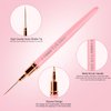 5Pcs Nail Art Liner Brushes,Liner Brush for Nails,Nail Art Brush for Long Lines,Thin Details,Fine Drawing,Liner Brush UV Gel Polish Painting Nail Design Sizes 7/9/11/15/25mm (Pink)