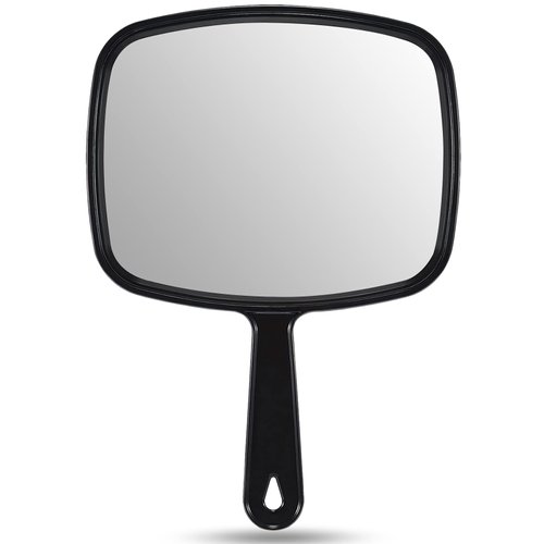 OMIRO Hand Mirror, All Black Handheld Mirror with Handle, 6.6" W x 9.3" L