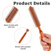 Mozeat Lens Small Round Hair Brush, Wooden Handle, Nylon Bristles, Travel Size, Adds Volume and Facilitates Styling and Curling of Short Hair, Unisex, Brown