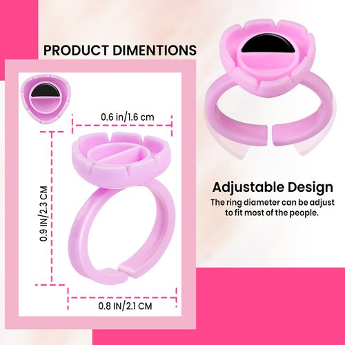 KB ESSENTIALS 200pcs Glue Rings for Eyelash Extensions - Lash Extension Ring Holder Cup Professional Tech Supplies – Adjustable, Disposable & Flower Nail Art, Tattoo Makeup