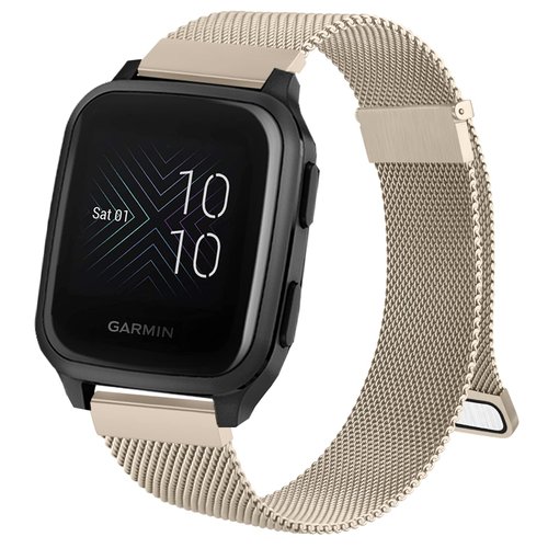 Wanme Metal Bands for Garmin Venu 2 Plus,Venu Sq,Venu,Vivoactive 3 Watch Band Women Men, Forerunner 645,245 Music Smart Watch (Champagne Gold)