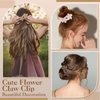 7 Pcs Flower Flat Hair Clips for Women, Lay Flat Claw Clips Flower Hair Clips for Women Girls, French Matte Hair Clip for Thin Thick Hair Wedding Hairstyles