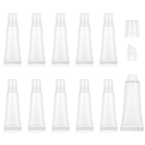 Ptwola 10 Pcs Clear Lip Gloss Tubes Soft Empty Balm Containers Refillable Mini Squeeze Cosmetic T...