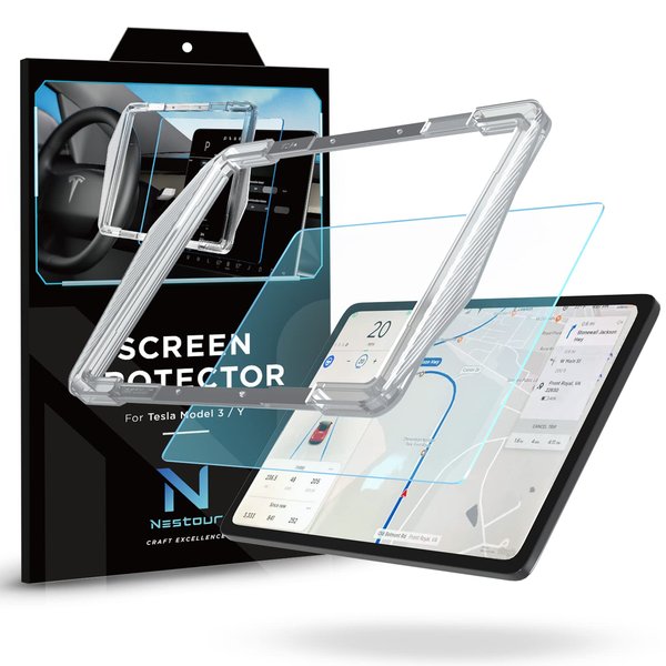 Nestour Tesla Model 3 Model Y Screen Protector Alignment Kit 15 Center Control Touch Screen Protector Tempered Glass Tesla Accessories with Super Fast SelfAdhesion, Bubble Free, AntiFingerprint,
