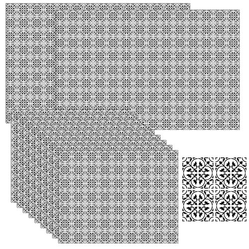 Clabby 12 Pcs Miniature Dollhouse Wallpaper Peel and Stick Cement Tile DIY Self Adhesive Dollhouse Flooring Wallpaper on 1/12 Scale 1/6 Scale for Dollhouse Accessories Decorations