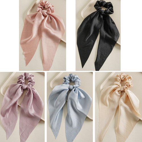Silk Hair Tie with Bow Hair Scarf Scrunchie Long Hair Ribbon Bow Scrunchies Knotted Bowknot Hair ...