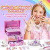 Kids Makeup Kit for Girls, Real Washable Cosmetic Set with Mirror, Jewelry Bracelet Making Kit for Kids Makeup Toy, Kids Makeup Sets for Girls 4 5 6 7 8 9 10 11 12 Years Old Kid (Purple)