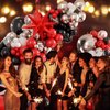 Red White and Black Balloon Garland Arch Kit, Red and Black Party Decorations with white Silver Balloons Confetti Latex Balloons for Graduation Decorations Prom Anniversary Birthday Party Decorations