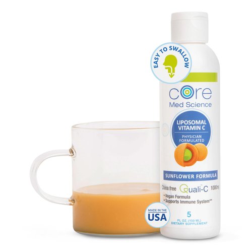 Core Med Science Liposomal Vitamin C 1000mg Liquid - Sunflower Formula, 5 Fl Oz - Natural Liposomal Vitamin C Non-GMO Supplement - Immune System Booster for Adults - Supports Collagen Formation