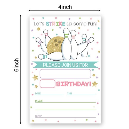 LoaHak Bowling Birthday Invitation, Bowling Invitation, bowling party favors for kids, birthday party invitations. (010)