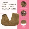 GOO GOO Clip in Hair Extensions Real Human Hair, 14inch 150g 9Pcs, 8C Ash Brown, Remy Human Hair Extensions Clip ins for Women, Natural Human Hair