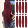 AQINBEL Braiding Hair 26 Inches -8 Bundles Braiding Hair Pre Stretched Itch Free Crochet Twist Hair for Braids Yaki texture Burgundy Braiding Hair Extensions for Women (900#)
