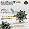 2 PCS Blue Rhinestone Hair Pins for Women Elegant Hair Clips Retro Embellishment Gold Tone French Metal Clips Prom Hair Accessories for Women Ladies Girls Formal Party Styling Tools