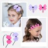 Amariver 6 Packs Headband for Girls Bow Headband Bow Hair Clips Purple Hot Pink Hair Band Bands for Kids Soft Hair Bows Sweet Headband for Toddler Cute Hair Accessories for Children