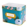 Polite Society Recipe Cards and Box Set - 24 4x6 Recipe Cards - Durable Tin Box - Sky Blue Floral Print with Gold Finish - Keep Recipes Protected and Organized