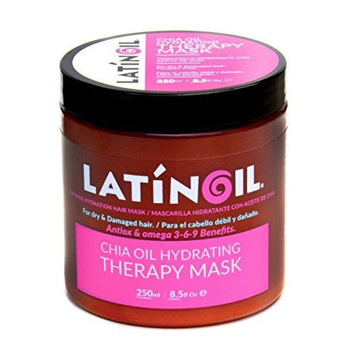 LATINOIL Chia Oil Hair Mask Treatment for Dry Damaged Hair - Deep Conditioner Anti Frizz Hydrating Moisturizer - for Low Porosity, Curly, Color Treated, Split End Hair Repair Masque for Women 8.5 Oz