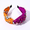 HZEYN Game Day Headband Crystal Rhinestone Knotted Soccer Football Headband Sports Game Party Hair Accessories (Purple Orange Soccer Ball)