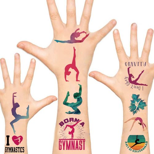 Gymnastics Party Favor 240Pcs Temporary Tattoos Stickers 20 Sheet for Gymnastics Birthday Party Decorations supplies