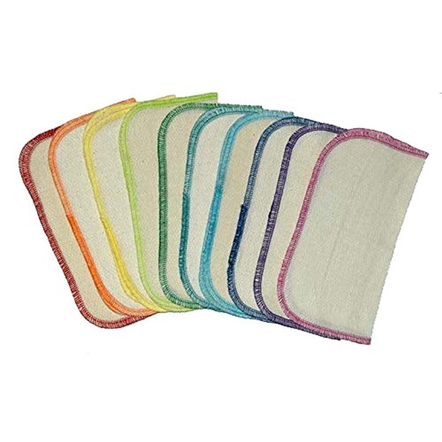 Gina's Soft Cloth Shop 1 Ply Organic Birdseye Washable Baby Wipes 8x8 Inches Set of 20 Rainbow Assortment