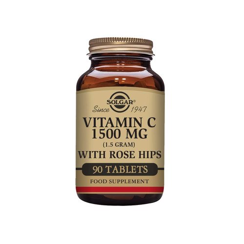 Solgar Vitamin C 1500 mg with Rose Hips - 90 Tablets - Antioxidant & Immune Support - Non-GMO, Vegan, Gluten Free, Dairy Free, Kosher - 90 Servings