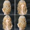 BERON Women's Long Curly 2 Tones Golden Blonde Wig Heat Resistant Big Wavy Synthetic Wig for Women Wig Cap Include