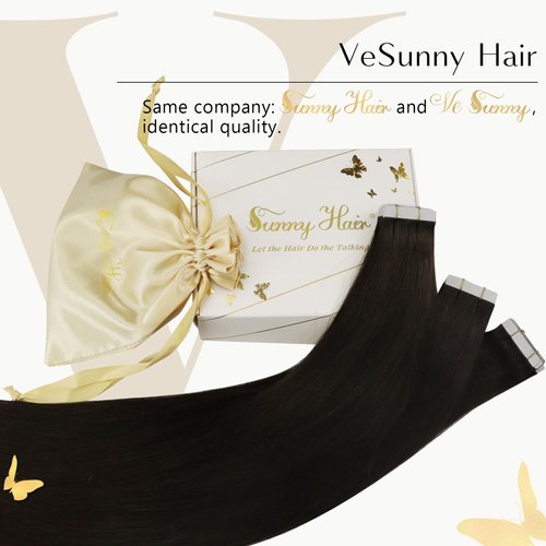 Ve Sunny Tape in Extensions Human Hair Darkest Brown Tape on Hair Extensions Seamless Tape in Hair Extensions Darkest Brown Real Human Hair Extensions Tape ins Salon Quality 50g 20pcs 22inch