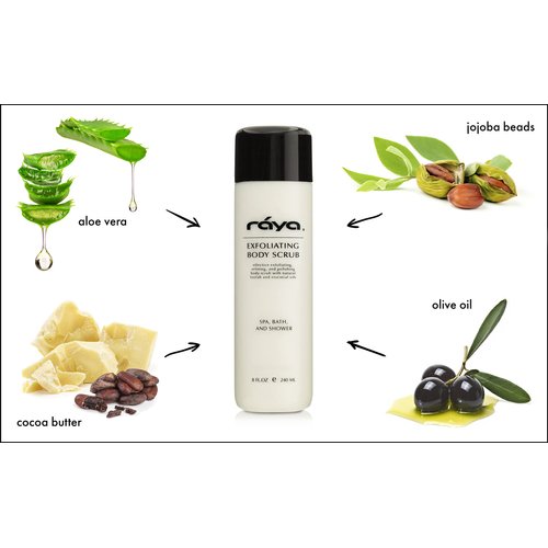 RAYA Exfoliating Body Scrub 8 oz (S-103) | Exfoliating, Refining, and Polishing Body Scrub | Made with Natural Loofah and Essential Oils | Relieves Ingrown Hairs