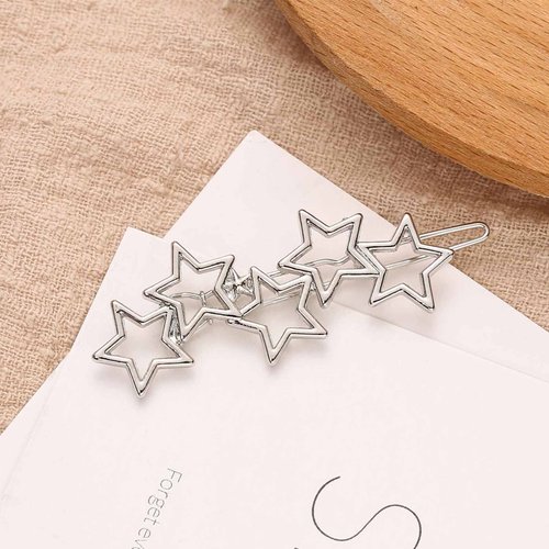 YienDoo Vintage Silver Metal Cluster Hair Accessories - Star Barrettes, Hoop Bobby Pins, and Bridal Hair Clips for Women and Girls