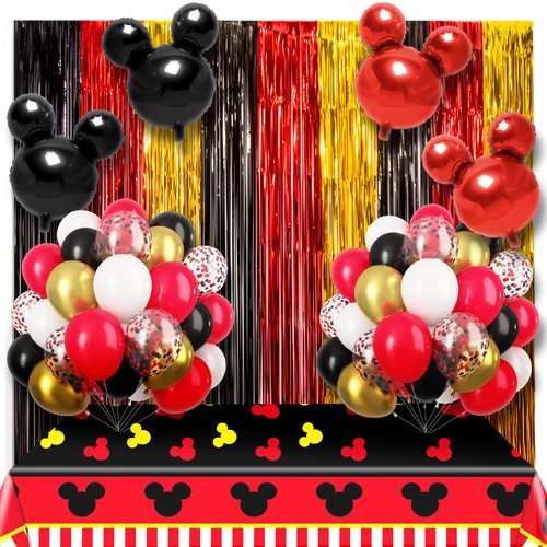 Cartoon Mouse 1st Birthday Party Decorations,One Year Theme Party Supplies Included Cartoon Mouse Tablecloth,Latex Balloons,Foil Balloons, for Mouse Themed Party Supplies (Tablecloth Set)
