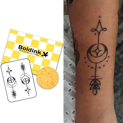 Boldink Temporary Tattoos, semi permanent tattoos, 15-day long lasting tattoo sticker, waterproof and anti-reflective, unique design（Geometric design 2）