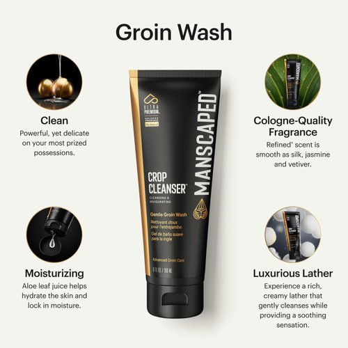 MANSCAPED® Crop Cleanser® Groin Wash, Men’s UltraPremium Invigorating Formula for Below-The-Waist Cleaning, Refreshing Shower Gel For Men Infused with Vitamin E and Aloe, Vegan body wash (6 oz)