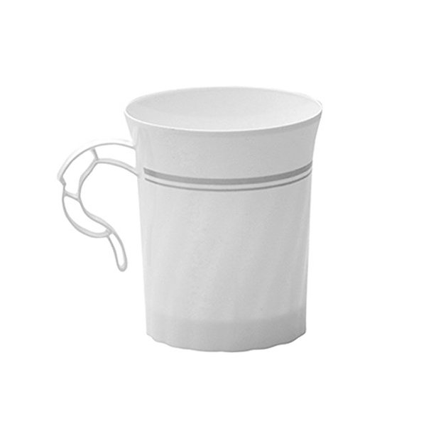 WNA Masterpiece 12 Count Plastic Coffee Cups, White/Silver
