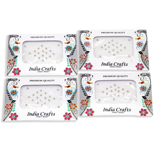 India Crafts 120 Bindi Dots Diamond Crystal Fake Nose Stud/Ear Stud Bindi Stickers Bindi Crystal