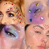 1610 Pcs Hair Gems Self Adhesive Rhinestones for Makeup Eyes 15 Colors Rainbow Rhinestones Face Jewels Face Gems Stick On, Heart Face Gems Bling Gems Jewels Stickers for DIY