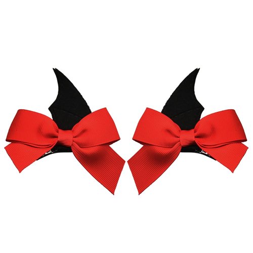 2Pcs Red Bat Bow Hair Clips for Girls Halloween Hair Clip Bows Clip for Baby Girls Goth Hair Accessories for Women Girls Bow Bat Hair Decorations for Halloween Cosplay Party Favors