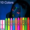 10 Color Glow in The UV Black Light Face Body Paint for Kids Adult, Blacklight Glow Sticks Makeup Neon Face Painting Kits for Halloween Glow Party Supplies