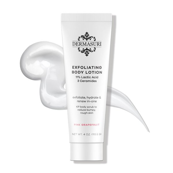 Dermasuri Exfoliating Body Lotion - Grapefruit KP Bump Eraser Body Scrub - Rough and Bumpy Skin Lotion -Moisturizer for Body - 4 Ounces