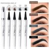 Microblading Tattoo Eyebrow Pencil, 2024 New Magic Eyebrow Pencil 3d waterproof, 4-Tipped Microblading Eyebrow Pen Long-Lasting Natural Fine Stroke Eyebrow Pencil (Dark Brown)