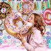 8PCS Donut Foil Balloons Donut Theme Birthday Party Decorations Donut Mylar Aluminum Balloons Pink for Kids Baby Shower Party Anniverssary Wedding Party Supplies