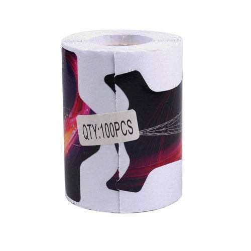 Yigo 100Pcs Nail Forms System for UV Gel Acrylic Nail Tips Extension Sharp Ending Adhesive Nail Polish Form Sticker (Red)