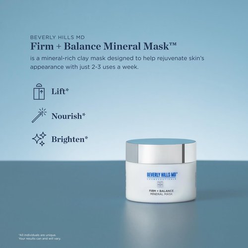 Beverly Hills MD Firm + Balance Mineral Mask for Aging Skin- Exfoliating Clay Mask for Evening Complexion- Lift, Firm, Tighten Skin w/Pineapple & Papaya Enzymes, Tripeptides, Kakadu Plum