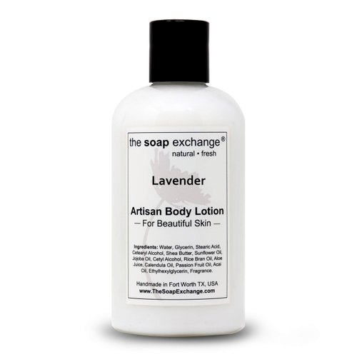 The Soap Exchange Body Lotion - Lavender Scent - Hand Crafted 8 fl oz / 240 ml Natural Artisan Skin Care for Hand, Face, & Body, Moisturize, Hydrate, & Protect. Made in the USA.