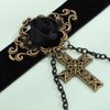 Xerling Black Gothic Wrap Choker Rose Flower Cross Pendant Necklaces Boho Chains Choker Necklaces for Women Vintage Costume Necklaces