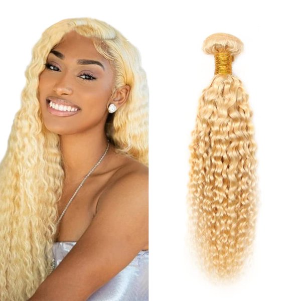 Blonde Bundles 613 Curly Human Hair Bundles Brazilian Unprocessed Virgin Hair 1 Bundle 613 Bundles Human Hair Blonde Kinky Curly Bundles Remy Hair Extensions