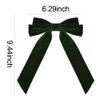 Green Velvet Hair Bows for Girls Ribbon Bow Hair Clips Dark Green Bowknot Hair Barrettes for Toddlers Alligator Hair Ribbons Clips Hairpins Cute Christmas Hair Accessories for Little Girls
